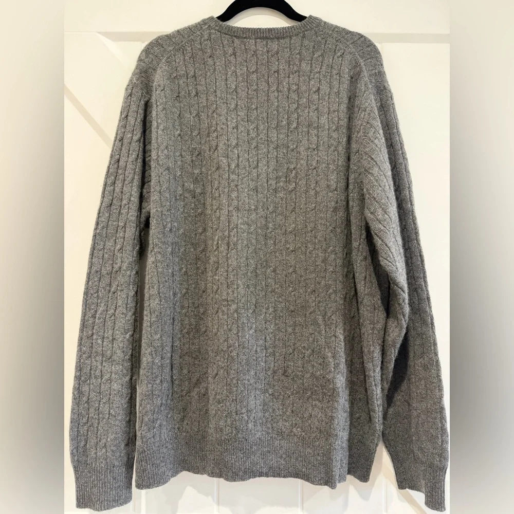 Allen Solly 100% Cashmere Cable Knit Gray Crewneck Sweater